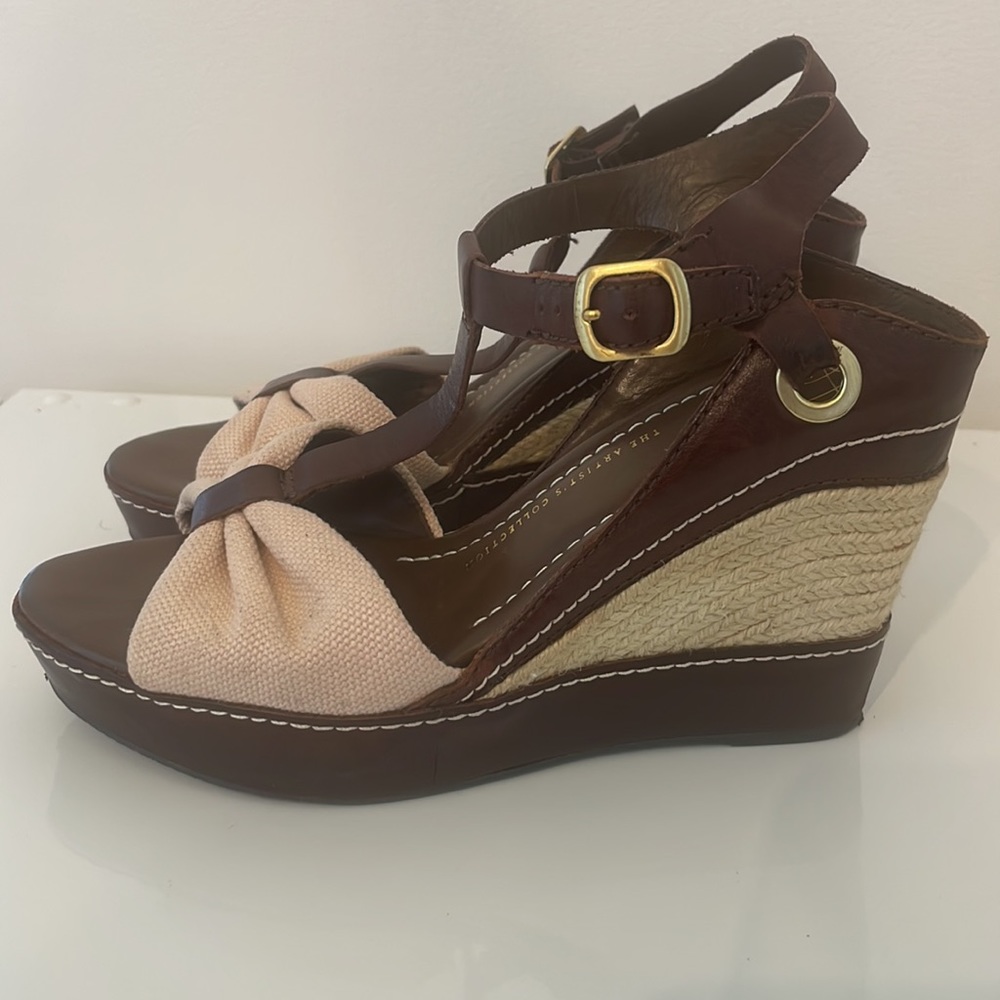 Franco Sarto Brown Wedge Platform Sandals as 7.5